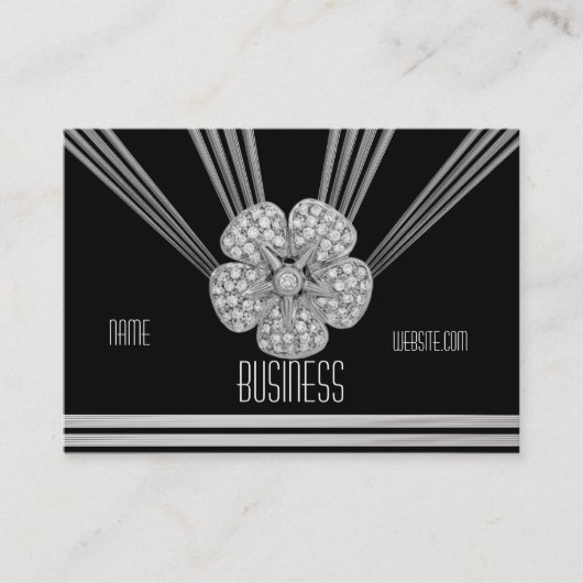 Visitekaartje Art Deco Black Stripe Diamond Jewel (Voorkant)