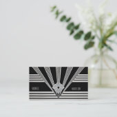 Visitekaartje Art Deco Black Stripe Zilveren Juwee (Staand voorkant)