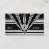 Visitekaartje Art Deco Black Stripe Zilveren Juwee (Voorkant)