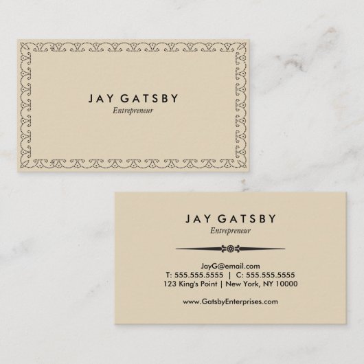 Visitekaartje | Art Deco-ontwerp (Voorkant / Achterkant)