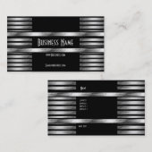 Visitekaartje Art Deco Zwart Zilver (Voorkant / Achterkant)