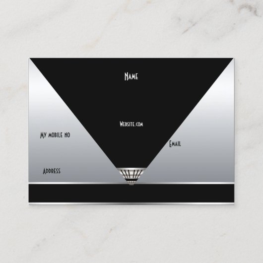 Visitekaartje Art Deco Zwart Zilver (Achterkant)