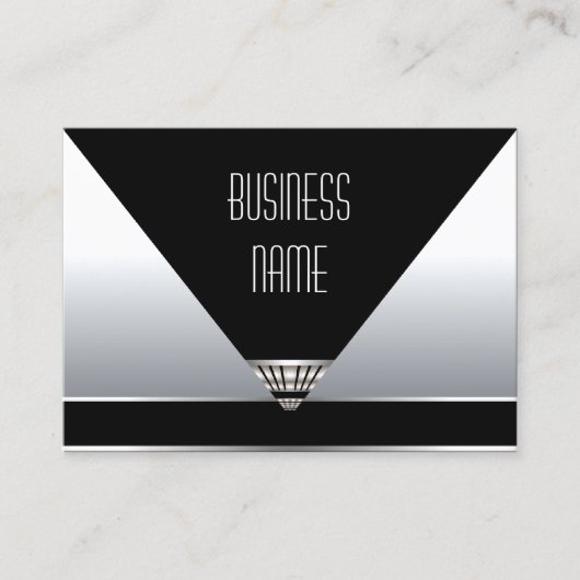 Visitekaartje Art Deco Zwart Zilver (Voorkant)