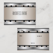 Visitekaartje Art Deco Zwart Zilver Beige Streep (Voorkant / Achterkant)