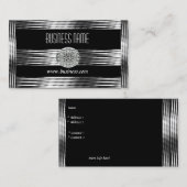 Visitekaartje Art Deco Zwart Zilver Chroom (Voorkant / Achterkant)