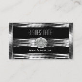 Visitekaartje Art Deco Zwart Zilver Chroom (Voorkant)