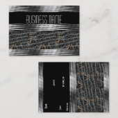 Visitekaartje Art Deco Zwart Zilver Leder (Voorkant / Achterkant)