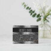 Visitekaartje Art Deco Zwart Zilver Leder (Staand voorkant)