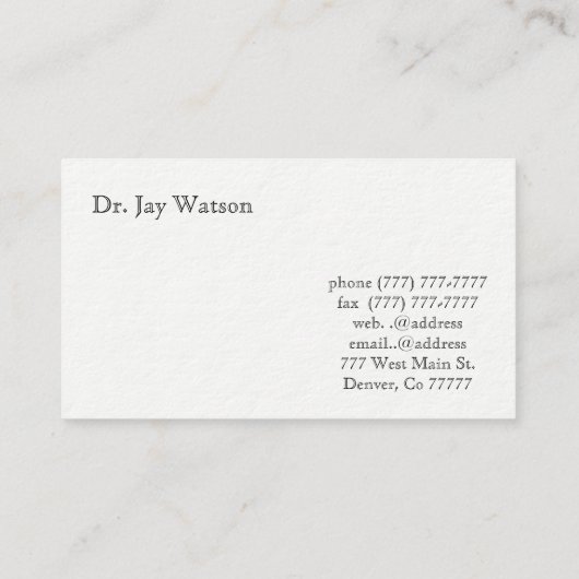 Visitekaartje artsen (Achterkant)