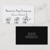VISITEKAARTJE ASL Sign Language Translator (Voorkant / Achterkant)