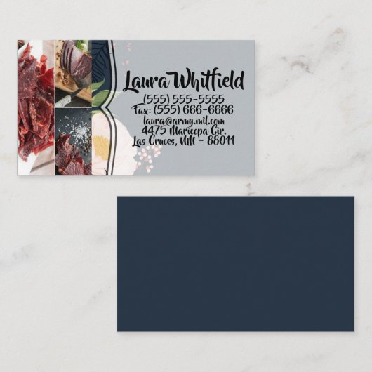 Visitekaartje Baby Roze Kosmos op Navy (Voorkant / Achterkant)