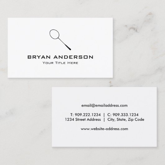 Visitekaartje Badminton Racket (Voorkant / Achterkant)