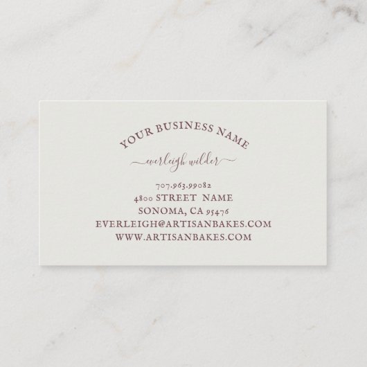 Visitekaartje bakkerij Pastry Chef Baker Ingredien (Achterkant)