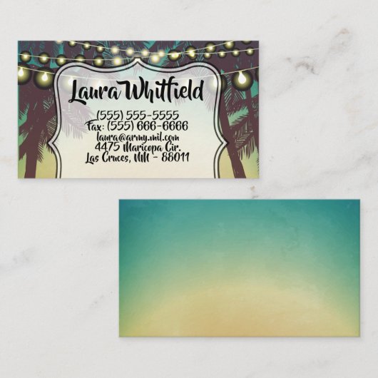 Visitekaartje Beach Sunset Palm Trees String Light (Voorkant / Achterkant)