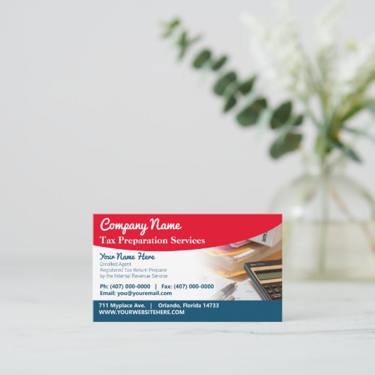 Visitekaartje belastingvoorbereiding (preparer) (Staand voorkant)