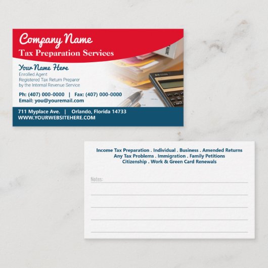 Visitekaartje belastingvoorbereiding (preparer) (Voorkant / Achterkant)