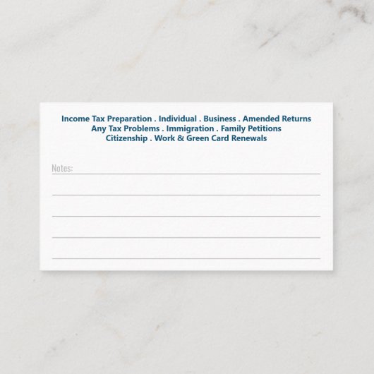 Visitekaartje belastingvoorbereiding (preparer) (Achterkant)
