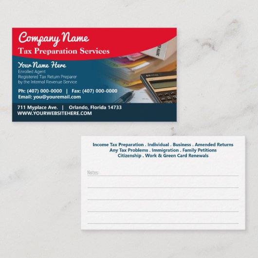 Visitekaartje belastingvoorbereiding (preparer) (Voorkant / Achterkant)
