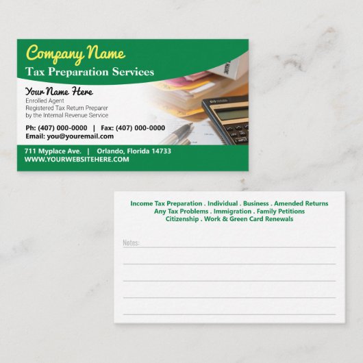Visitekaartje belastingvoorbereiding (preparer) (Voorkant / Achterkant)