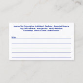 Visitekaartje belastingvoorbereiding (preparer) (Achterkant)