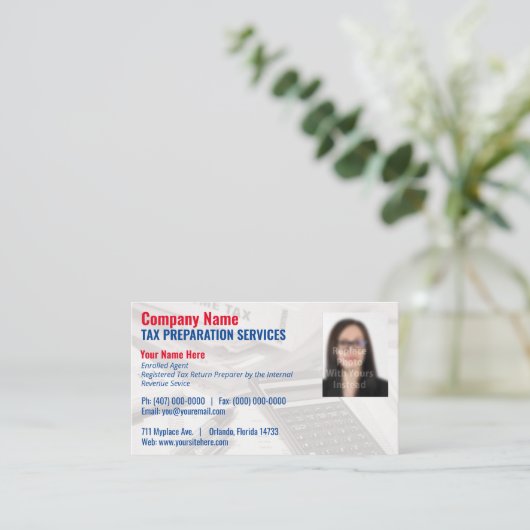 Visitekaartje belastingvoorbereiding (Preparer) fo (Staand voorkant)