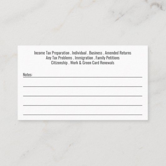 Visitekaartje belastingvoorbereiding (Preparer) fo (Achterkant)