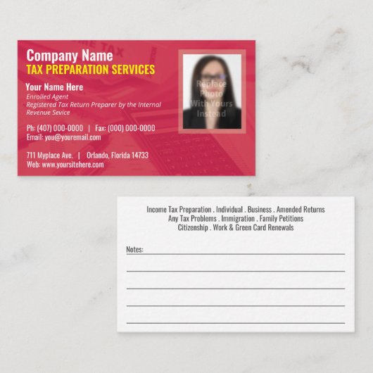 Visitekaartje belastingvoorbereiding (Preparer) Fo (Voorkant / Achterkant)