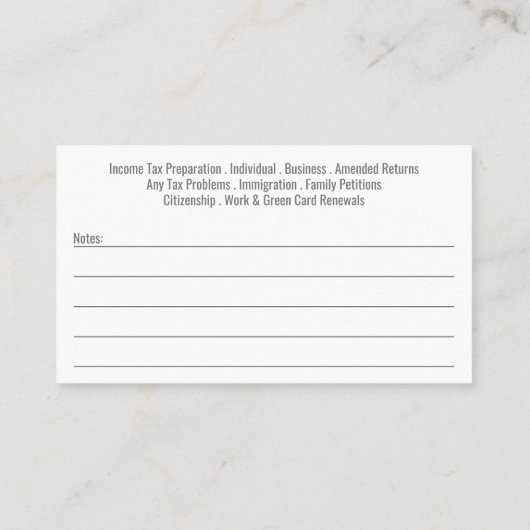 Visitekaartje belastingvoorbereiding (Preparer) fo (Achterkant)