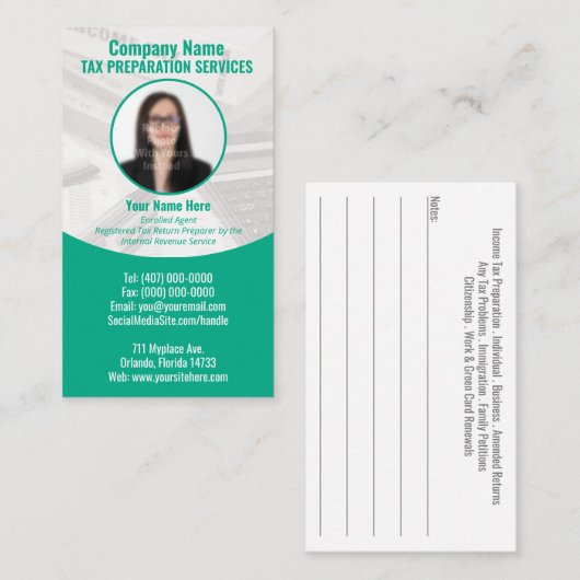 Visitekaartje belastingvoorbereiding (Preparer) fo (Voorkant / Achterkant)