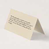 visitekaartje Bennington-vlag - "Tent Style Card" (Achterkant)