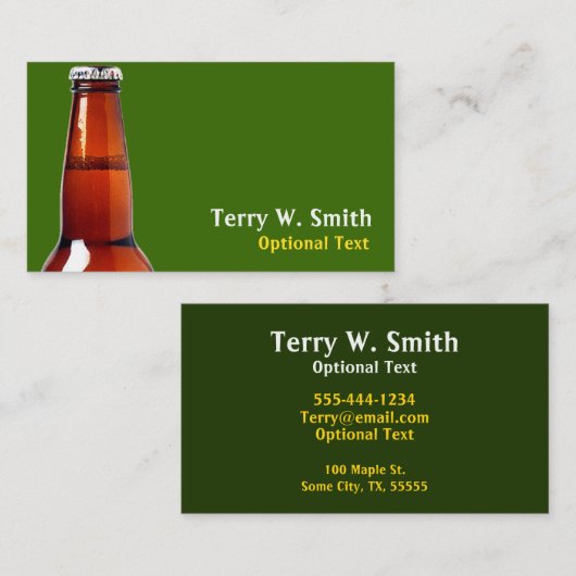 Visitekaartje Bierflesje (Voorkant / Achterkant)