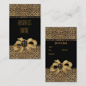 Visitekaartje Black Leopard Animal Gold Bow Jewel (Voorkant / Achterkant)