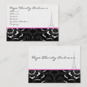 Visitekaartje Black White Damask Eiffel Tower (Voorkant / Achterkant)