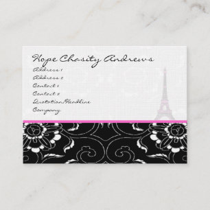 Visitekaartje Black White Damask Eiffel Tower