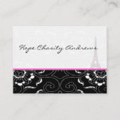 Visitekaartje Black White Damask Eiffel Tower (Achterkant)
