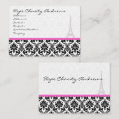 Visitekaartje Black White Damask Eiffel Tower (Voorkant / Achterkant)