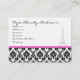 Visitekaartje Black White Damask Eiffel Tower