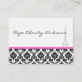 Visitekaartje Black White Damask Eiffel Tower (Achterkant)