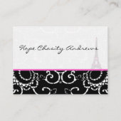 Visitekaartje Black White Damask Eiffel Tower (Achterkant)