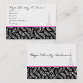 Visitekaartje Black White Damask Eiffel Tower (Voorkant / Achterkant)