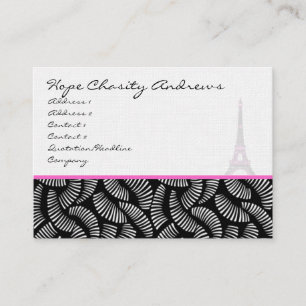 Visitekaartje Black White Damask Eiffel Tower