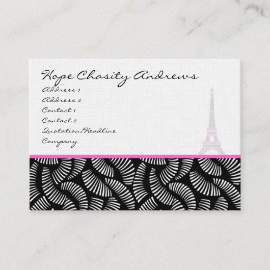 Visitekaartje Black White Damask Eiffel Tower (Voorkant)