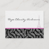 Visitekaartje Black White Damask Eiffel Tower (Achterkant)