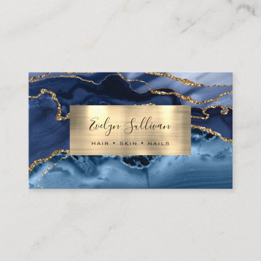 Visitekaartje Blauw en Goud Agate (Voorkant)