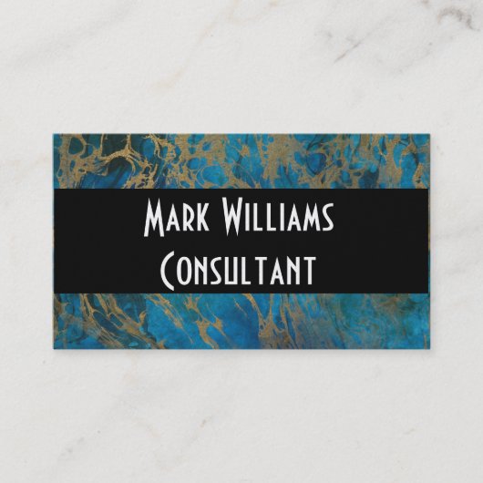 Visitekaartje/blauw en goudmarmer afsprakenkaartje (Voorkant)