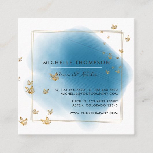 Visitekaartje Blauw- en goudpenselen (Voorkant)