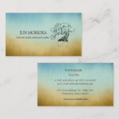 Visitekaartje Blauw en Ocher Omber Bonsai Motif (Voorkant / Achterkant)