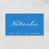 Visitekaartje  blauw en wit lettertype (Voorkant)