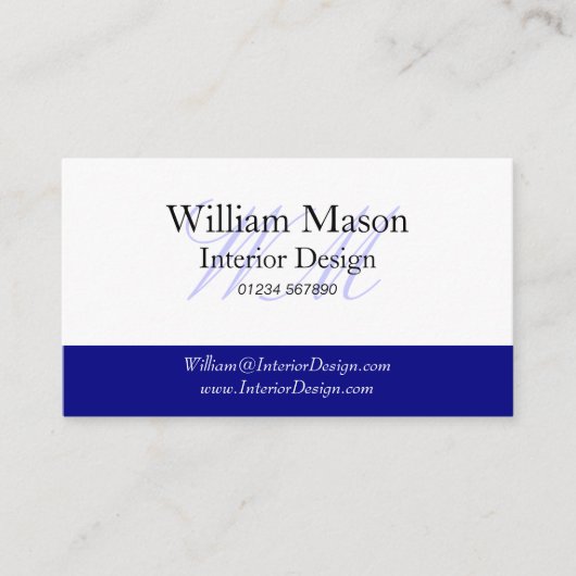 Visitekaartje Blauw en wit monogram (Voorkant)