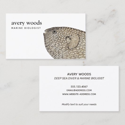 Visitekaartje  blauw-zeebioloog (Voorkant / Achterkant)